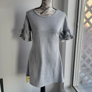 Gray Ruffle Sleeve Knit Dress